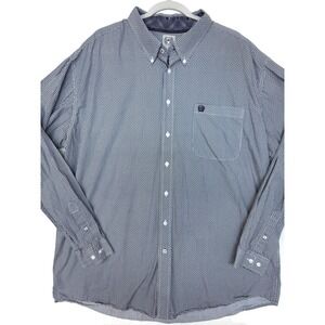 Cinch Shirt Mens 2XL Blue Geometric Long Sleeve Button Front Western Casual